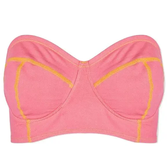 Its Now Cool The Bandeau Strapless Bikini Top Rose Pink Denim Size 8